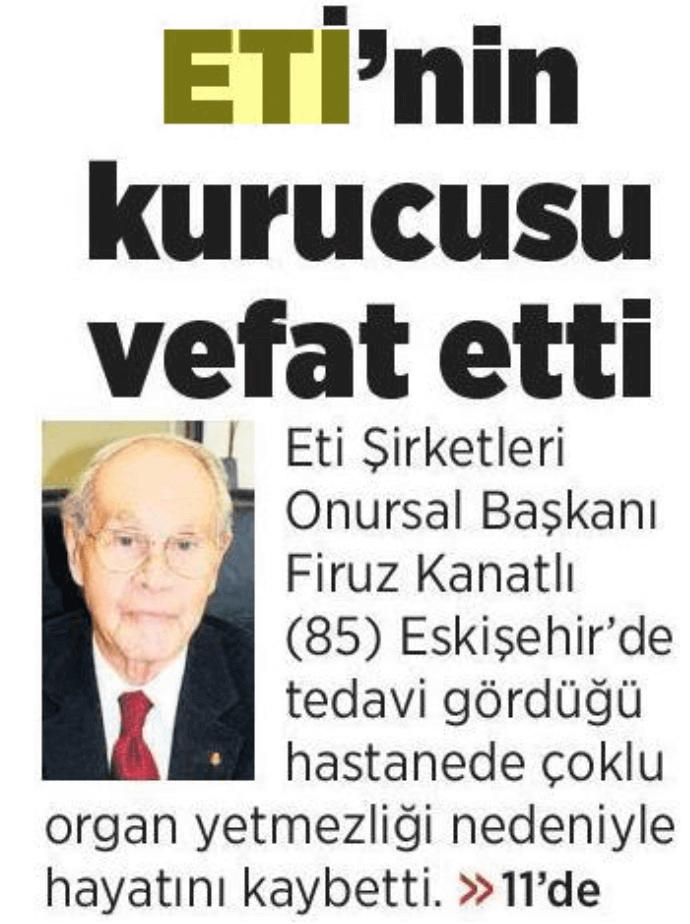 Eti'nin kurucusu vefat etti