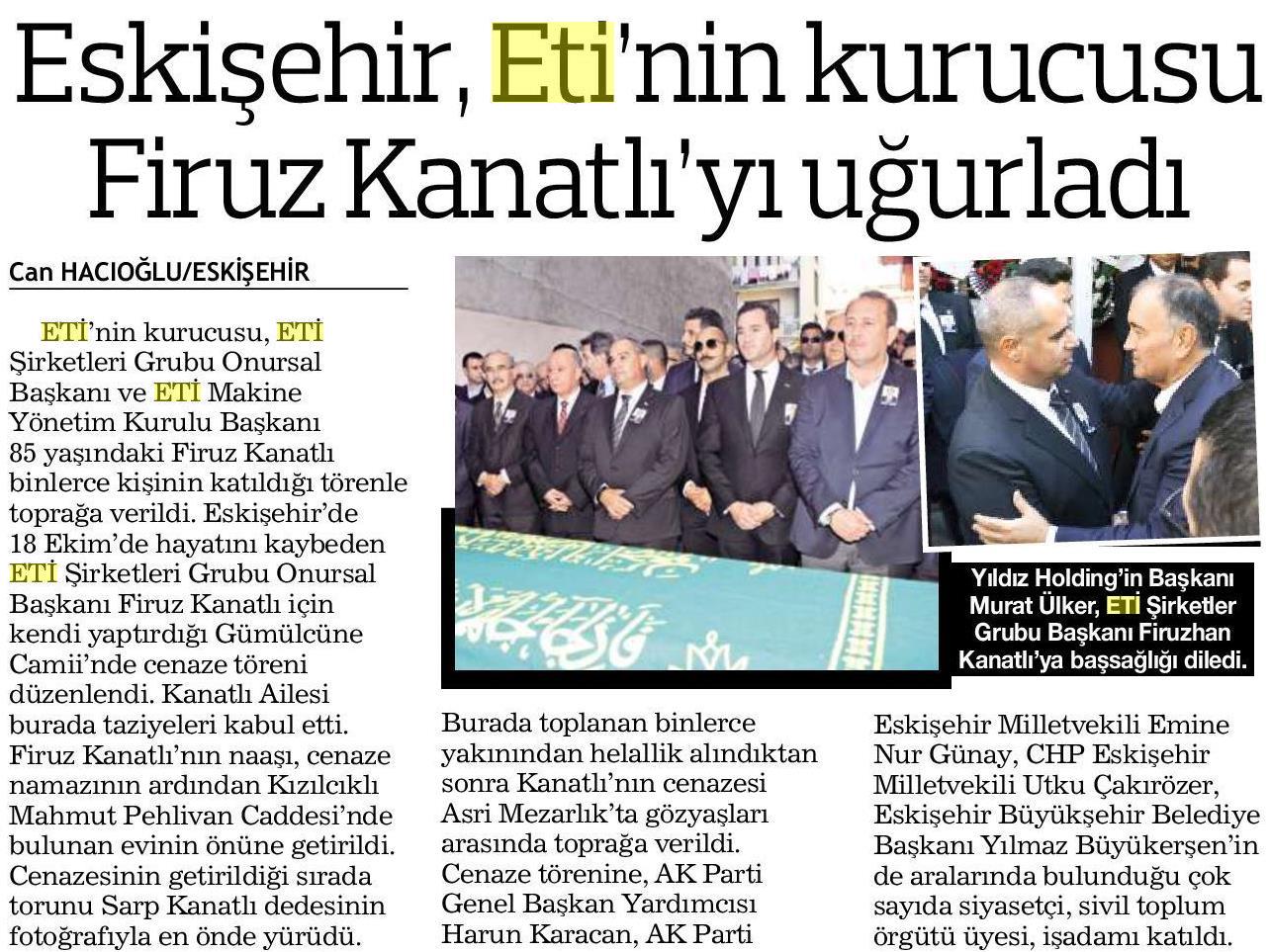 Eskişehir Eti'nin Kurucusu Firuz Kanatlı'yı Uğurladı.