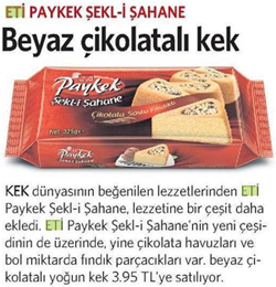 ETİ Paykek Şekl-i Şahane Beyaz Çikolatalı Kek