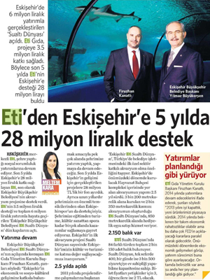 ETİ’den Eskişehir'e 5 Yılda 28 Milyon Liralık Destek